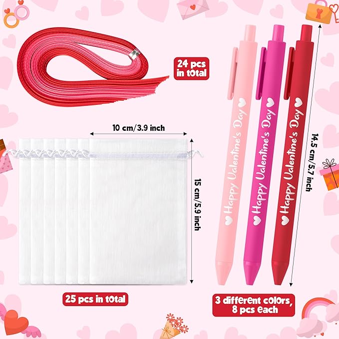 Xqumoi Valentine’s Day Coffee Cup Sticky Notes with Pen Gift Set - 24 Set Heart Self Sticky Writing Memo Pads Ballpoint Pens with Mesh Bag Party Favors Wedding School Classroom Rewards Office Supplies