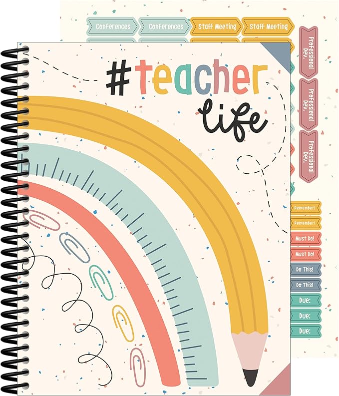 Carson Dellosa Education We Belong Teacher Planner offers an undated 2025-2026 lesson plan book with stickers, schedules, calendars, and boho essentials that help teachers stay organized in class.