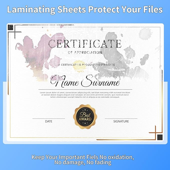 Thermal Laminating Sheets, 9” x 11.5” Laminating Sheets, 3 Mil Thickness Clear Laminating Pouches, Compatible Thermal Laminators, 200 Packs.