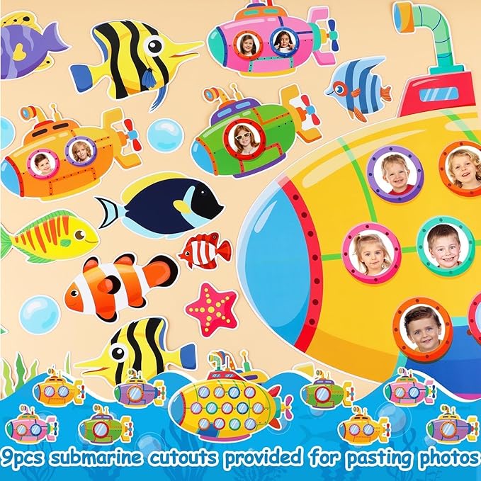 Summer Under The Sea Bulletin Board Classroom Decoration Dive Into Learning Sea Animal Ocean Bulletin Board Sets Submarine Tropical Fish Cutouts for School Chalkboard Wall Supplies
