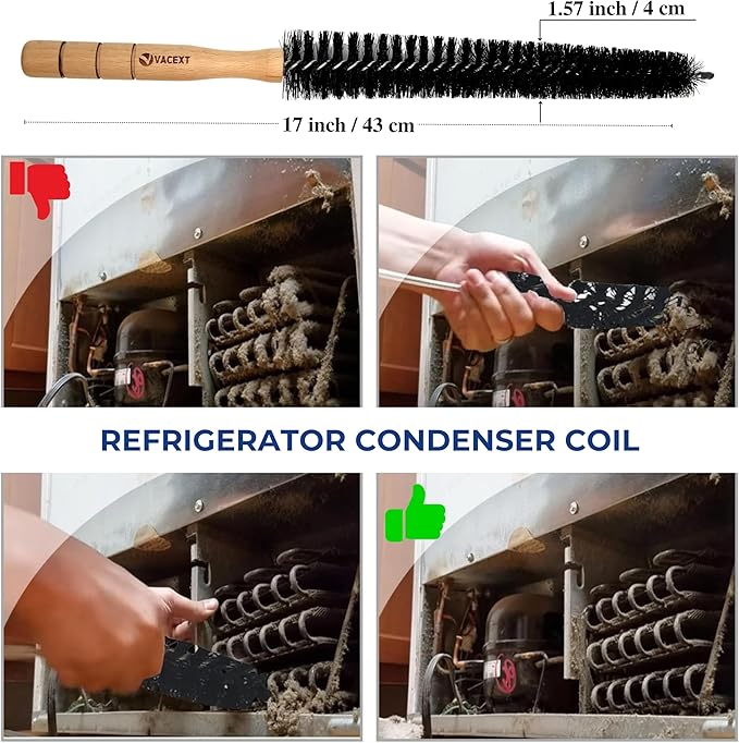 5PCS Crevice Gap Cleaning Brush & Dryer Lint Brush Vent Trap Cleaner - Refrigerator Condenser Coil Brush & Hard Bristle Cleaning Tool Kit for Household Use