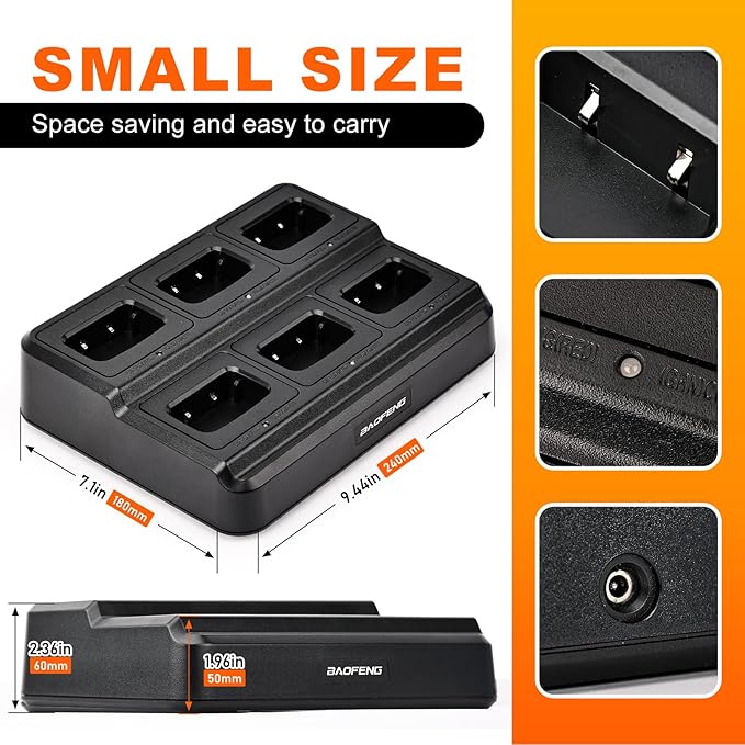 BAOFENG BF-888S Six Way Charger Multi-Unit Charger Station for BF-888S H-777 BF-88ST Walkie Talkies and Batteries