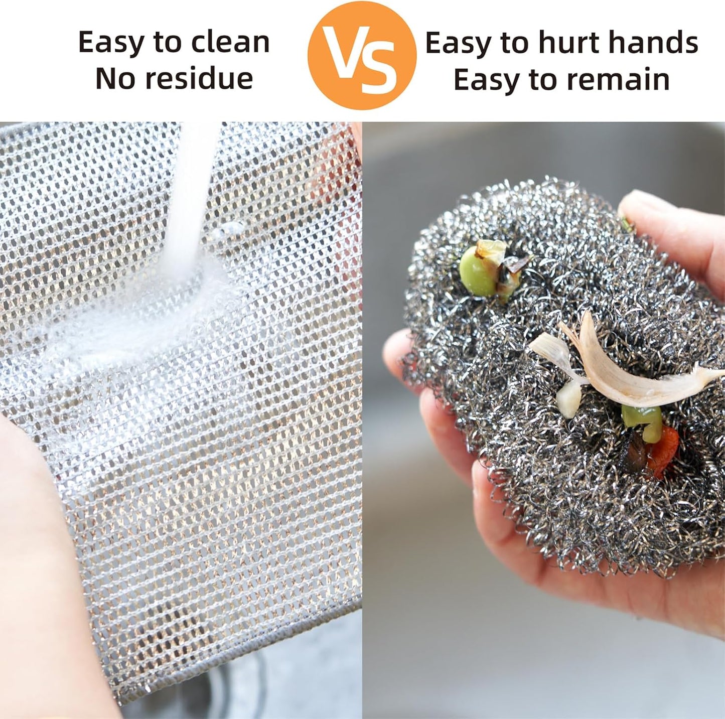 5Pcs Non Scratch Wire Dishcloth, Multipurpose Wire Dishwashing Rags, Steel Metal Wire Cloth Mesh Miracle Cleaning Cloths for Kitchen, Dishes
