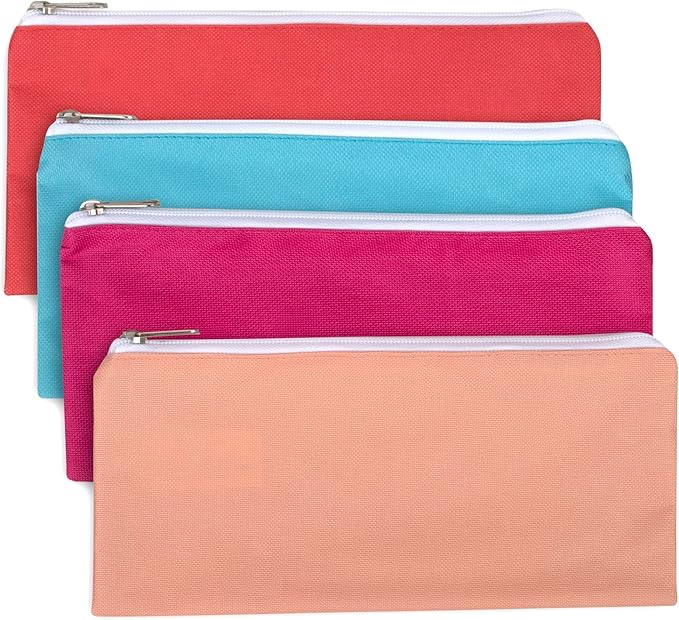 Trail maker Bulk Pencil Case Bags Bundle with Zipper for Kids, School, Offices | Colorful Pencil Pouches in Bulk Packs