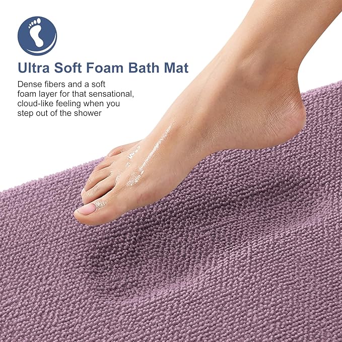 OLANLY Thick Memory Foam Bath Mat Rug 36x24, Extra Soft Absorbent Bathroom Rug, Quick Dry Bath Mats, Non-Slip, Machine Washable Carpet for Bathroom, Tub and Shower, Home Decor Accessories, Deep Plum