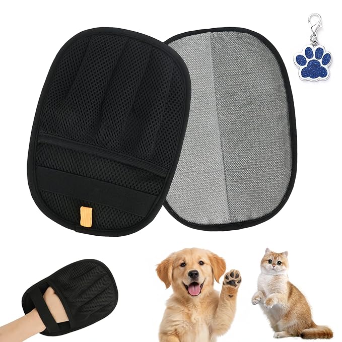 Pet Hair Removal Glove with Pendant, Upgraded Five-Finger Electrostatic Pet Hair Gloves, Reusable Magic Brush Pet Hair Remover Tool for Laundry, Couch, Carpet, Car Seat