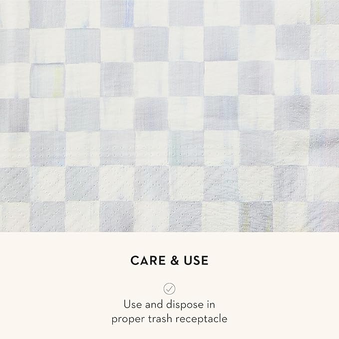 MACKENZIE-CHILDS Dinner Paper Napkins, Stylish Paper Dinner Napkins, Gray-and-White Sterling Check