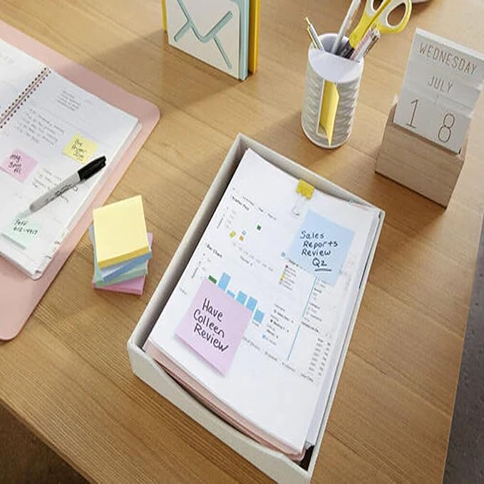 Pastel Stick-on Notes for Easy Organization- Colorful Sticky Notes in Vibrant Pastel Shades for Clear, Visible Reminders- Small 400 Sheets for Home, Office or School Use - 3×4