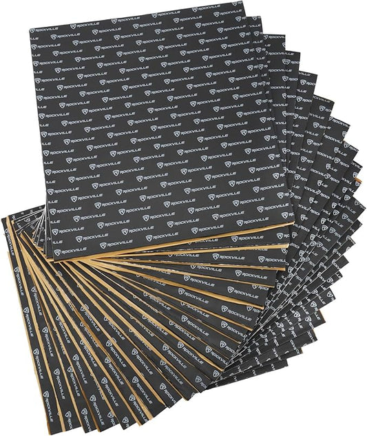 Rockville RockMat Pro 50 (50 Sq Ft) 3-in-1 Car Sound Deadener Mat – Foam/Rubber/Aluminum Layered Soundproofing Material for Car Audio & Vibration Dampening, Reduces Road Noise
