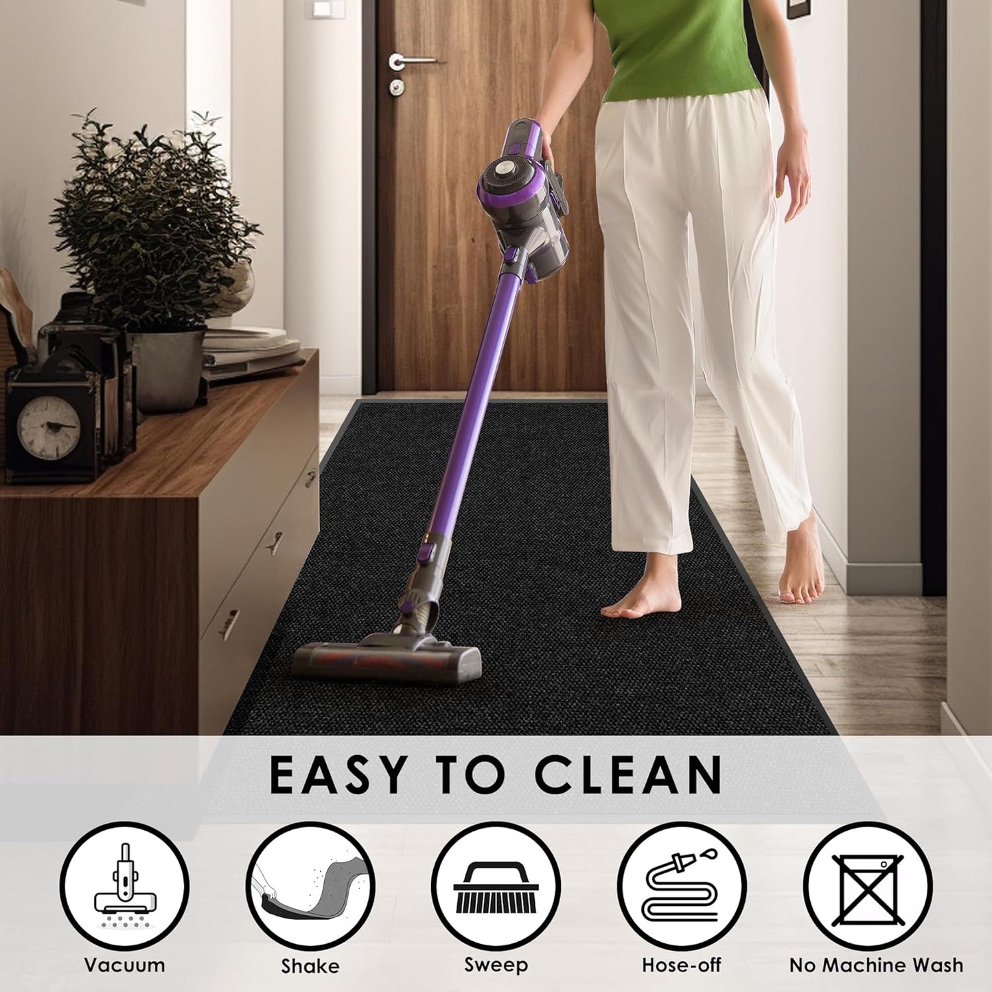 3′ x 51′ Front Door Mat Indoor Outdoor Entrance, Commercial Floor Mat Heavy Duty Dirt Trapper Entryway Doormat, Custom Size Non Slip Rubber Backing Welcome mat, Door Mat for High Traffic Area