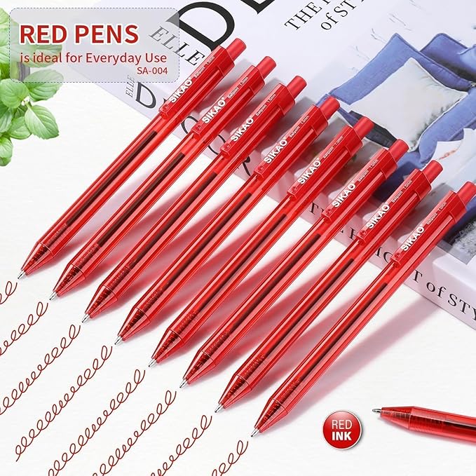 Red Pens, 16 Pack Retractable Ballpoint Pens, Red Ink 1.0mm Medium Point, Smooth Writing No-Smear Click Pens for Teachers Grading, Students Note-Taking, Office Proofreading & School Supplies
