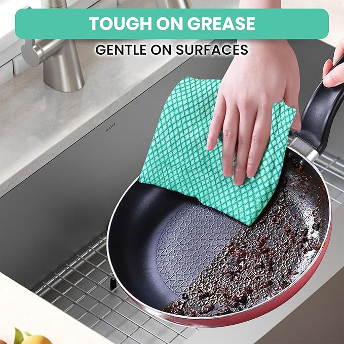 Disposable Cleaning Cloths 50 Packs, 13.8"x15.8" Reusable Kitchen Towels, Soft Absorbent Multipurpose Household Cleaning Towels, Disposable Dish Cloths for Kitchen, Stove, Bathroom, Handy Wipes, Green