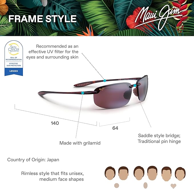 Maui Jim Polarized Men's and Women's Hookipa Rectangular Sunglasses
