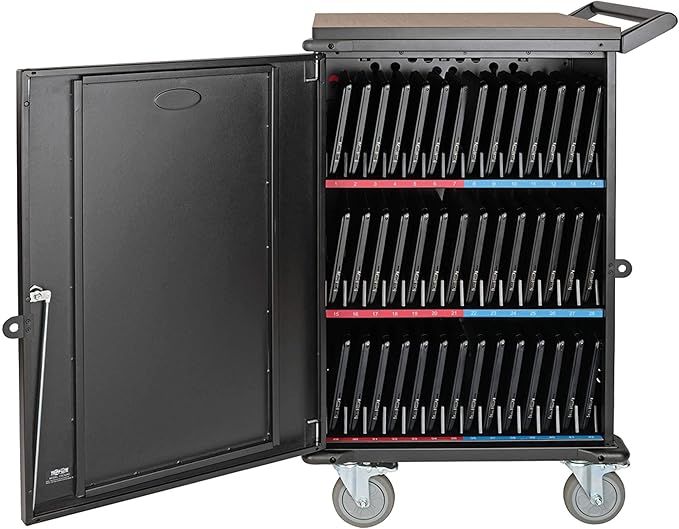 Tripp Lite 42-Port AC Mobile Charging Cart Storage Station for Chromebooks, iPads, Laptops, Tablets, Black (CSC42AC)