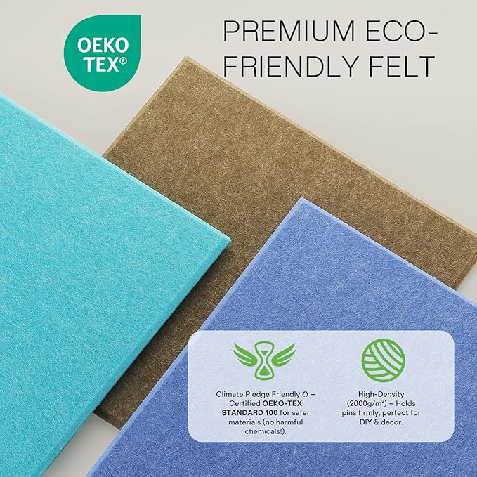 MaxGear Large Cork Board for Wall 36" x 24", Sky Blue Bulletin Board, 6 Pack Felt Wall Tiles with Pushpins, Cork Boards for Office Push Pin Board Tack Board Felt Board