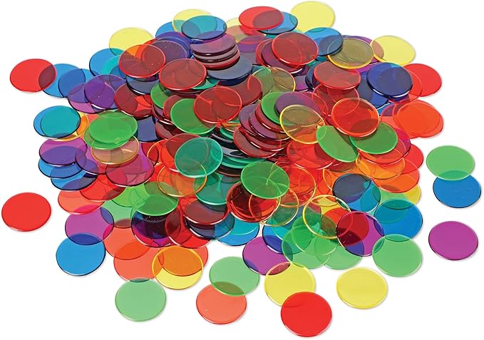 Learning Resources Transparent Color Counting Chips - 250 Pieces, Ages 5+ Math Counters for Kids, Counting Chips, Perfect for Bingo Games