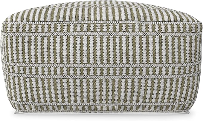 SIMPLIHOME Safford Square Pouf - 20 inch Wide Upholstered PET Polyester Ottoman in Natural/Travertine/White, Boho Indoor/Outdoor Footstool or Extra Seating for Living Room or Bedroom, Assembled
