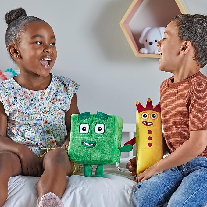hand2mind Numberblocks Three & Four Playful Pals, Plush Figure Toys, Numbers for Toddlers, Preschool Math Learning Toys, Stuffed Animal Plushies, Counting Blocks, Soft Stuffies, Kids Birthday Gifts