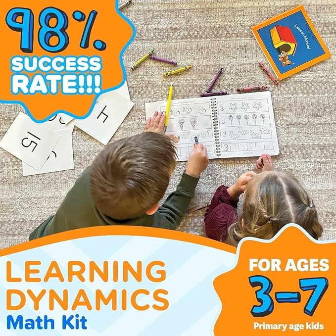 Learning Dynamics 15 Minute Math Program – Numeric & Math Learning Program Includes Flashcards, Manipulatives, Parent Guide Book – Learn Counting, Order, Value, Math Equations for 4-7 Year Olds