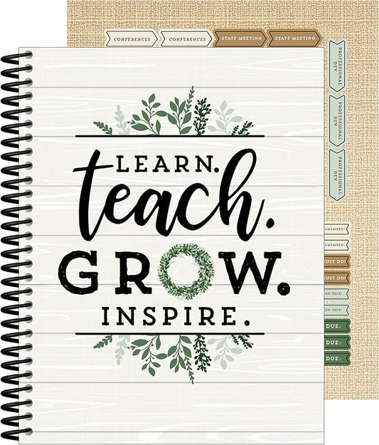 Carson Dellosa Education Modern Farmhouse Teacher Planner 2025-2026,Undated 8" x 11" Lesson Plan Book With Stickers, Class Schedule & Weekly Calendar School Supplies, Homeschool & Classroom Must Haves
