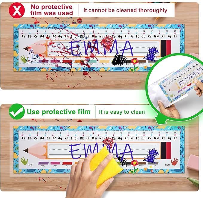 20 Colorful Students Name Plates and and Nameplates Pocket for Desks - Self-Adhesive Desk Name Tags for Classroom, Student Name Plates for Kids, Teacher Supplies, School Labels, Locker & Desk