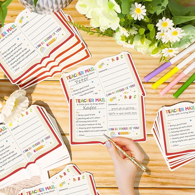 50Pcs Teacher Mail Notes to Parents, Happy Mail from Teacher, Brag Cards for Students Behavior Classroom Must Haves to Send Home for Preschool Kindergarten Elementary School Supplies (Book)