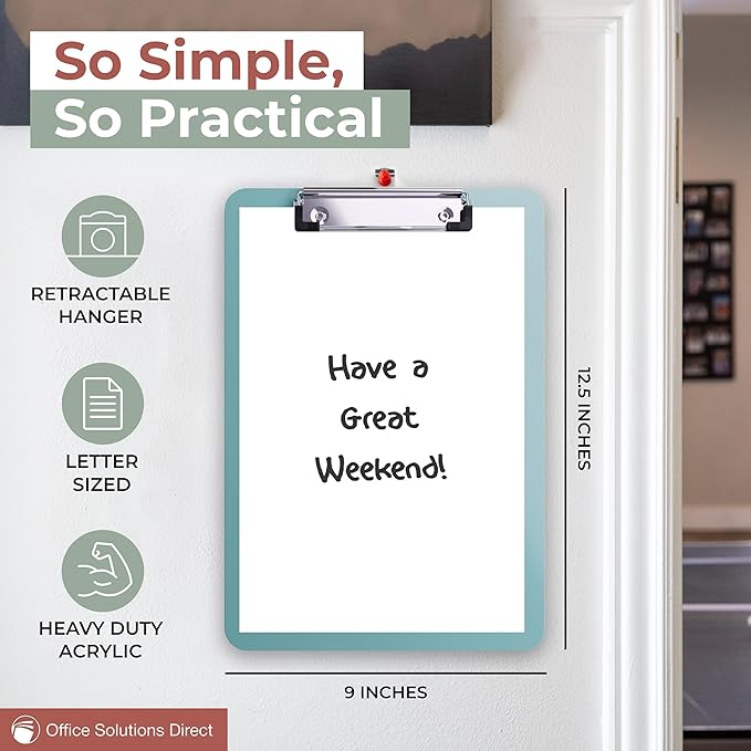 Clipboards – Set of 12 Plastic Clip Boards 8.5x11 Bulk | Colored Acrylic Clipboards for Classroom, Boho Classroom Decor, Teacher Supplies | Cute Clip Board for Kids, Office, Coaching, Medical, School