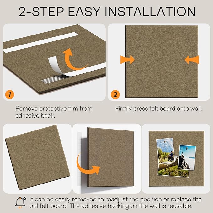 MaxGear Large Cork Board for Wall 36" x 24", Espresso Bulletin Board, 6 Pack Felt Wall Tiles with Pushpins, Cork Boards for Office Push Pin Board Tack Board Felt Board