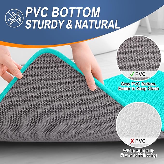 OLANLY Thick Memory Foam Bath Mat Rug 44x24, Extra Soft Absorbent Bathroom Rug, Quick Dry Bath Mats, Non-Slip, Machine Washable Carpet for Bathroom, Tub and Shower, Home Decor Accessories, Teal