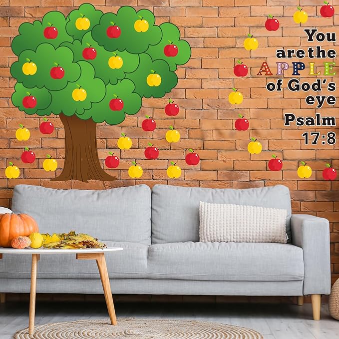 Pajean 86 Pcs Apple Tree Classroom Bulletin Board Set Fall Church Tree Bulletin Board Decorations Apple Cutouts Autumn Classroom Wall Decor for Home Elementary School Teacher Chalkboard Supplies