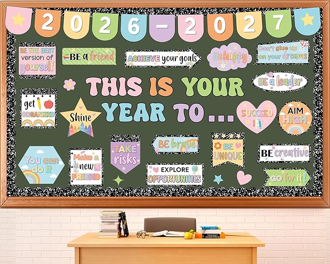 This is Your Year Bulletin Board Set Composition Notebook Classroom Decorations Welcome Back to School Paper Cutouts Positive Affirmation Bulletin Board Borders for School Wall Door Decor