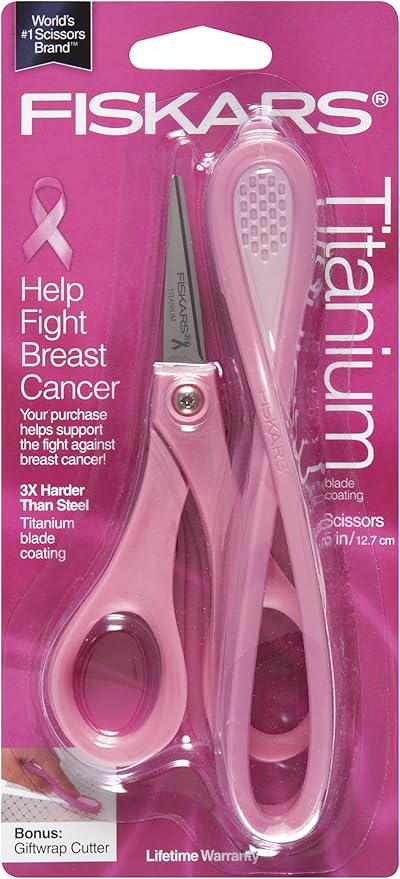 Fiskars 111102-1001 Performance Titanium Breast Cancer Awareness Scissors, 5-Inch