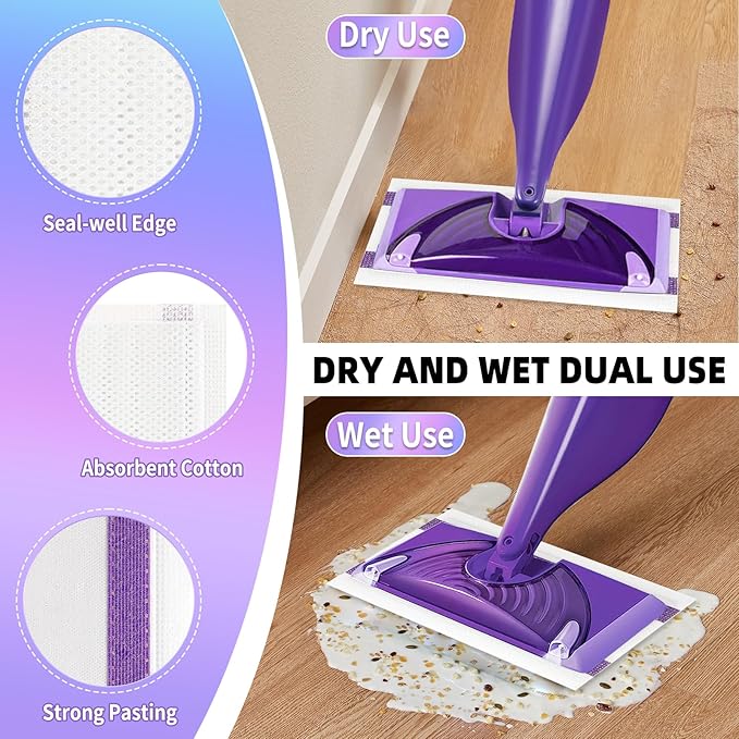 20 Count Mopping Pad for Wet Jet Mop Disposable Wetjet Pads Refills Replacement for Wet Pads Refill Compatible with Wet Jet Pads Thickness & Absorbent for Household Multi-Surface