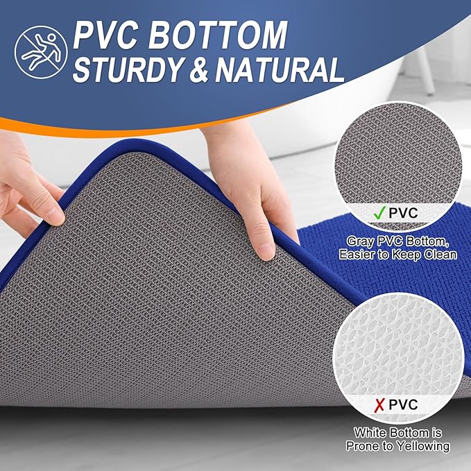 OLANLY Thick Memory Foam Bath Mat Rug 44x24, Extra Soft Absorbent Bathroom Rug, Quick Dry Bath Mats, Non-Slip, Machine Washable Carpet for Bathroom, Tub and Shower, Home Decor Accessories, Royal Blue