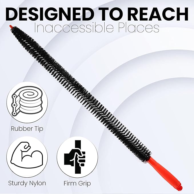 Dryer Lint Brush Vent Cleaner, Long Flexible Refrigerator Condensor Coil Cleaning Brush, Fridge and Radiator Cleaner Brush, 26 Inch,2 PC