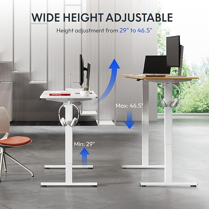 FLEXISPOT 63x24 Inch Electric Height Adjustable Standing Desk for Home & Office, Splice Board Desk for Computer Workstation, Study, or Creative Setup, Maple