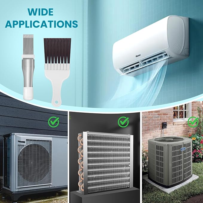 2pcs Air Conditioner Fin Comb Cleaner kit AC Coil Cleaning Brush Condenser Fin Straightener AC Evaporator Comb Radiator Repair Clean Tool(2)