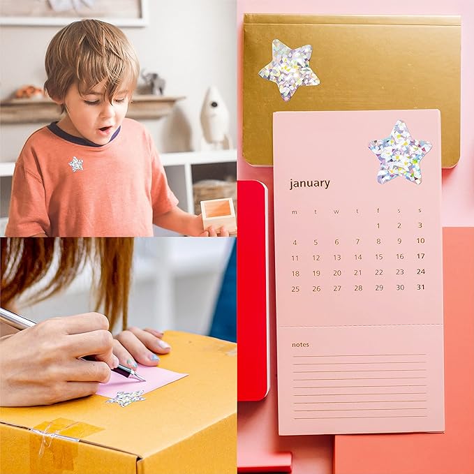 500 PCS Holographic Glitter Star Stickers, Self-Adhesive Metallic Silvery Foil Reflective Sparkly Star Stickers - Reward Behavior Chart Labels for Kids, Students & Teachers (Each Measures 1")