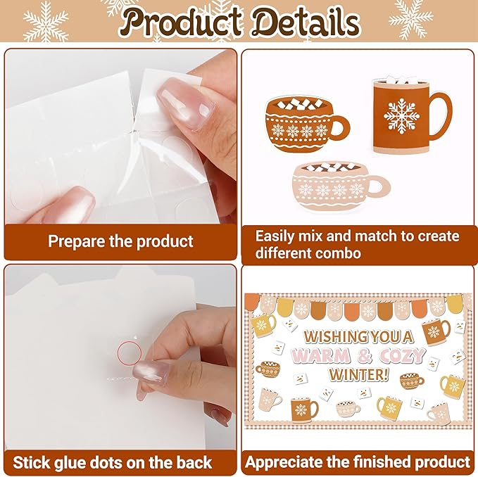 Winter Bulletin Board Christmas Hot Cocoa Bulletin Board Set Classroom Decoration Wish You A Warm Cozy Christmas Cutouts for Winter Xmas Holiday School Office Home Chalkboard Wall Door Decor