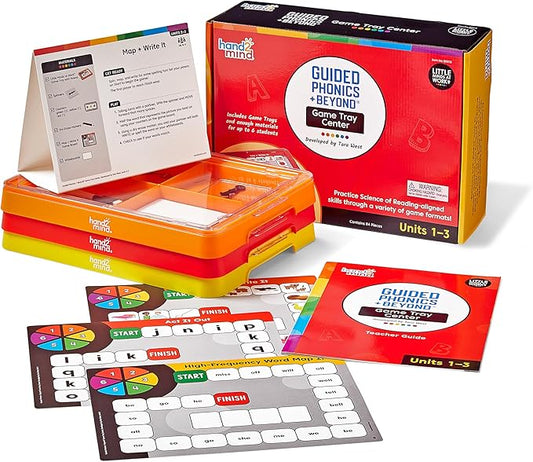 hand2mind Guided Phonics + Beyond Game Tray Center, Units 1-3, ﻿Tara West Science of Reading Classroom Materials, Phonics Manipulatives, Phonemic Awareness, Kindergarten Classroom Must Haves