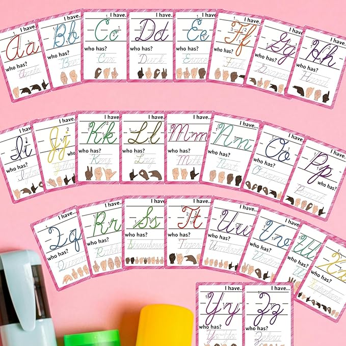ASL Abc's Flash Cards for Toddlers, 36 Sign Language with Cursive,Numbers |Montessori ASL Bundle I Have... Who has? Game for Homeschool Supplies,ELs/ESOLs/ENLs, Deaf/Hard of Hearing Students