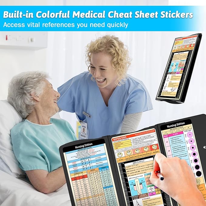 Nursing Clipboard Foldable Clipboard Medical: Edition Cheat Sheets Aluminum 3 Layers Foldable Clipboards Nursing Pocket Size Profile Clip Nurse Clipboards Notepad for Nurses Students and Doctors