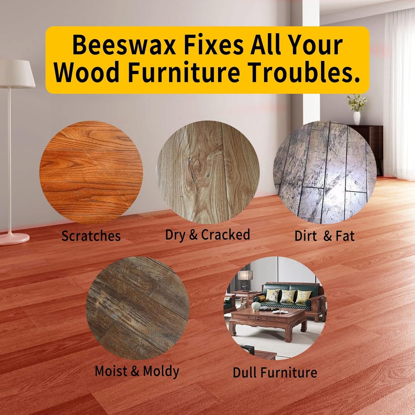 PIPIHUA Beeswax Polish and Conditioner for Wood Furniture - Waterproof & Restorer Wood Wax, Multipurpose Beeswax Furniture Polish and Cleaner for All Types and Colours, 16.23 Fl Oz