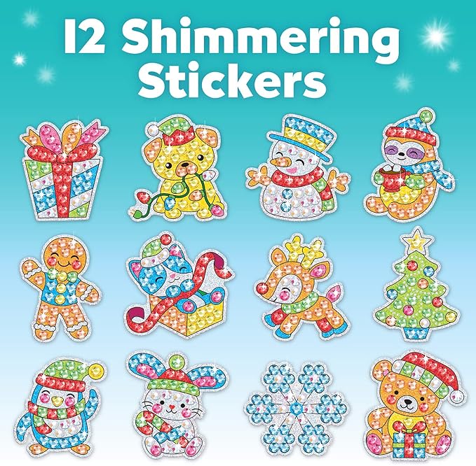 Creativity for Kids Holiday Big Gem Diamond Painting Kit | Create 12 Festive Stickers & 2 Suncatchers with 1000+ Colorful Gems | Fun for Parties, Gifts, Ornaments & Seasonal Décor (Ages 6+)