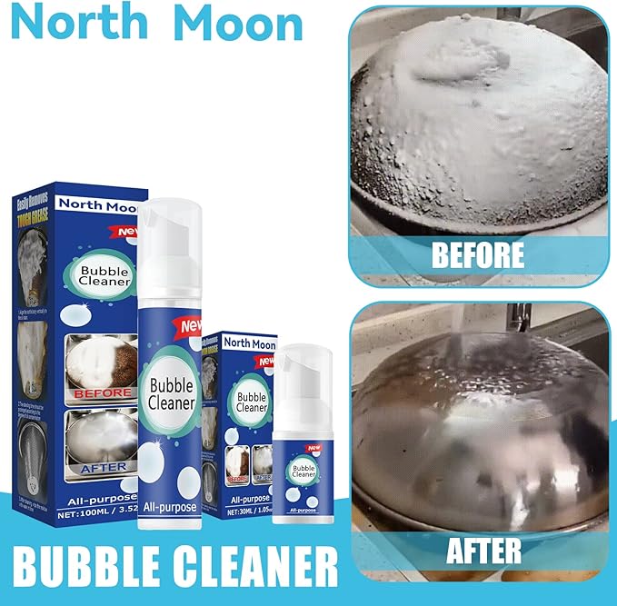 Bubble Cleaner Foaming Heavy Oil Stain Cleaner, All Purpose Bubble Cleaner Kitchen Deep Cleaning Spray, All-purpose Rinse-free Cleaning Spray(2PC)
