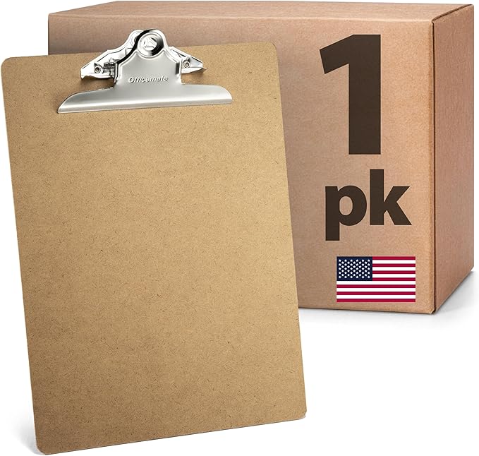 Officemate Recycled Wood Clipboard, 6 Inch Clip, 1 Pack Clipboard, Letter Size (9 x 12.5 Inches), Brown (83100)