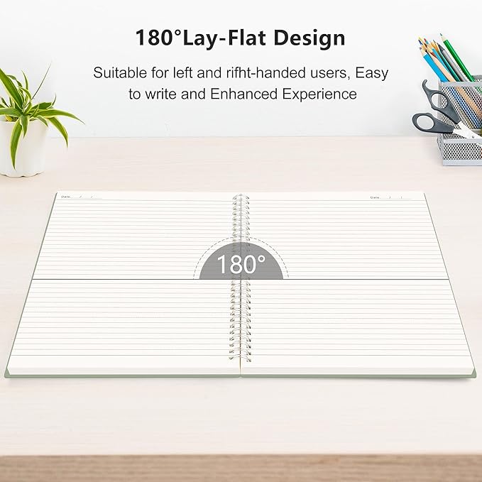RETTACY Spiral College Ruled Notebook, 300 Pages, A5 Medium Size (5.7" x 8.2"), for School, Work, Writing, Journaling, 100 GSM Thick Paper, Flexible Plastic Cover (Transparent)