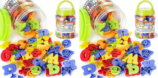 LovesTown 104 PCS Alphabet Magnetic Letters and Numbers for Toddlers,ABC 123 Fridge Educational Set,Great Learning Gift from Parents or Teachers (Pack of 2)