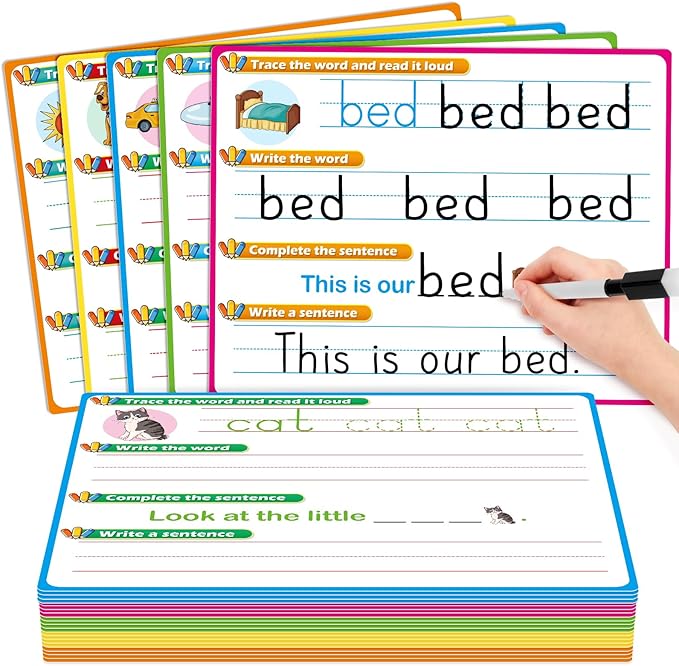 CVC Word Games Sentence Building for Kids, Handwriting Practice Sight Words Writing Tracing Phonics Flash Cards, Pre k Preschool Kindergarten Learning Activities Homeschool Special Education