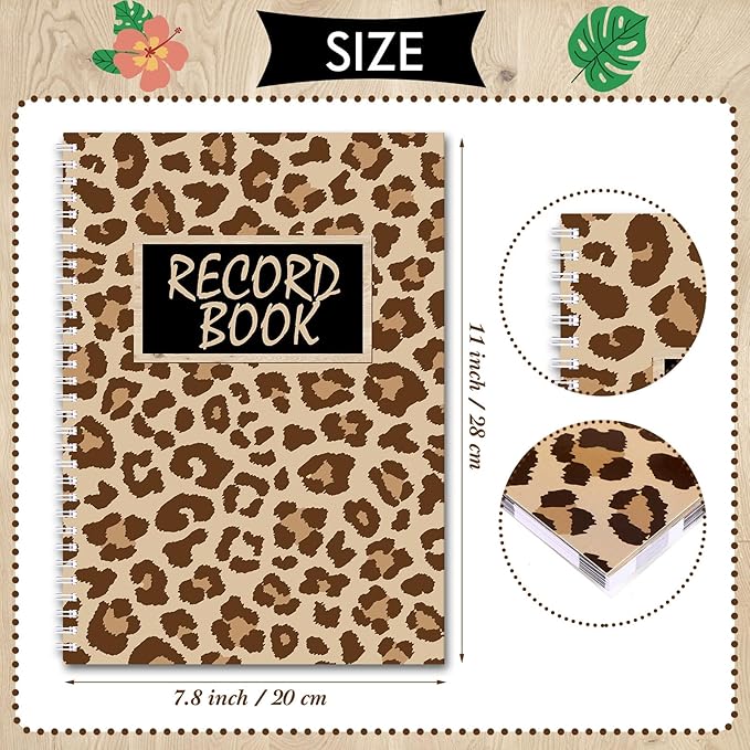 Teacher Record Book Teacher Grade Book 2026-2027 Leopard Spiral Bound Record Class Planner 2026 Gradebook Animal Print Office Favors for Classroom Attendance Decoration Double Sided Printing